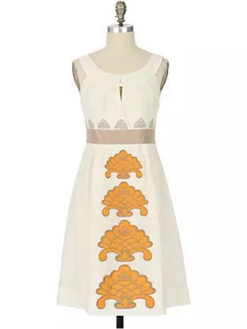 Anthropologie Floreat Cream Sundress with Halter Neckline Fully Lined Size 4